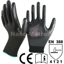 NMSAFETY Schwarzer Nylon-Liner beschichtete schwarze glatte Nitril-Arbeitsschutzhandschuhe